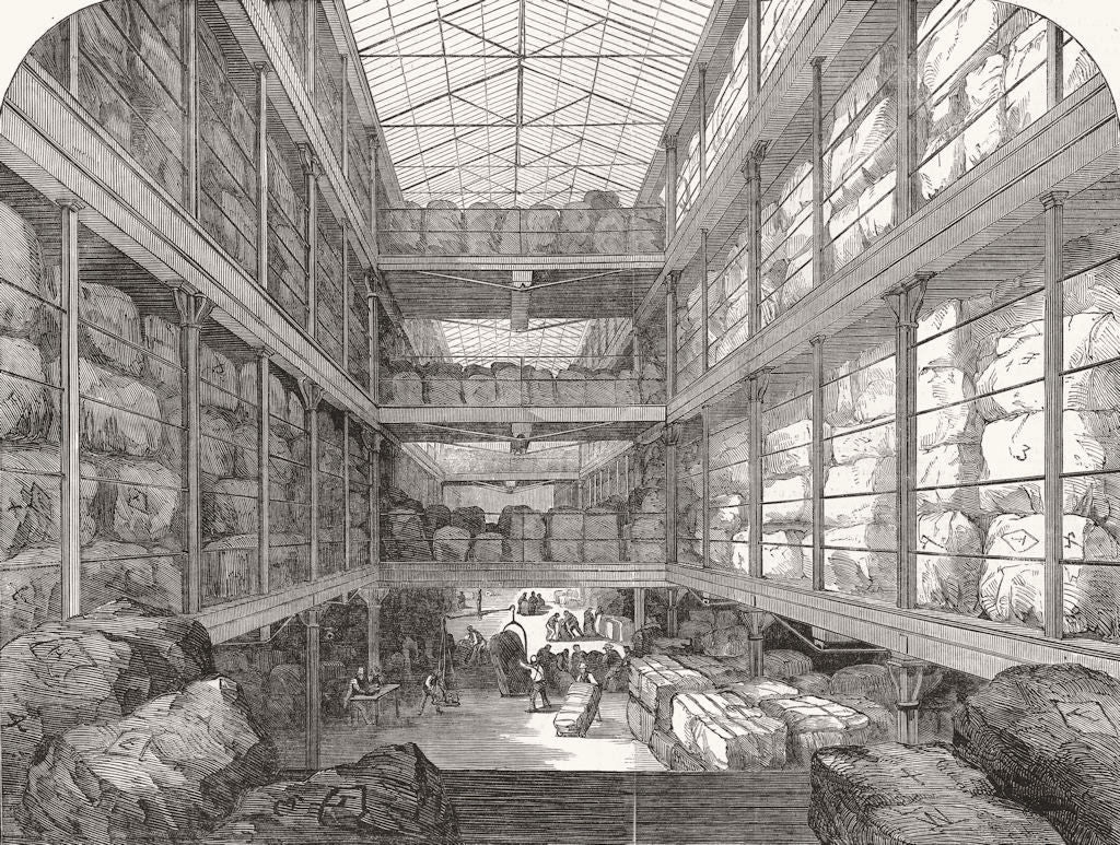 LONDON. Gt wool-floor, docklands 1850 old antique vintage print picture